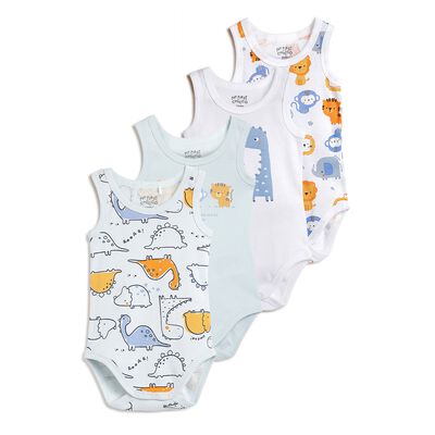 Infants Multicolor Printed Sleeveless Bodysuit (Pack Of 4)